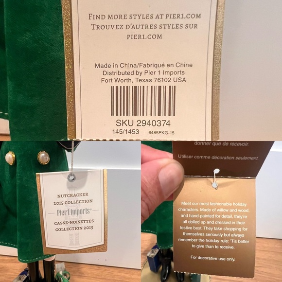 Pier 1 Imports Shopper Girl Nutcracker 2015 Green Coat Red Hair Holiday Figure - Picture 4 of 15